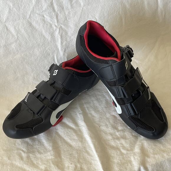 Peloton Spin Cycle Shoes J-20 PL-SH-02 Sz 46 M 12-12.5 US Black Red With Cleats - Picture 1 of 5